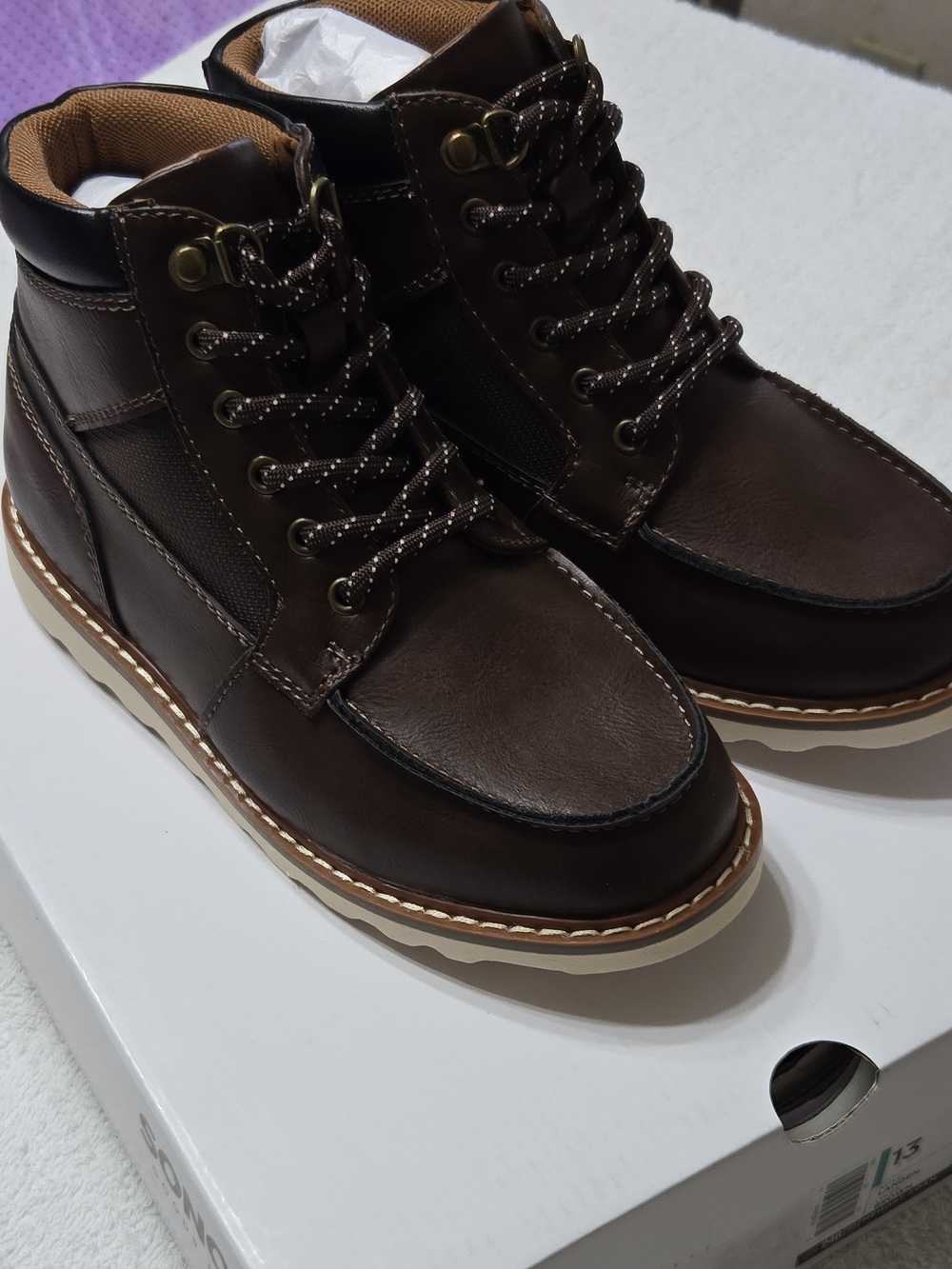 Men's Brown Lace-Up High-Top Casual Boots